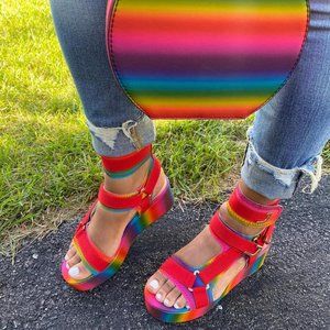 Rainbow Platform Sandals